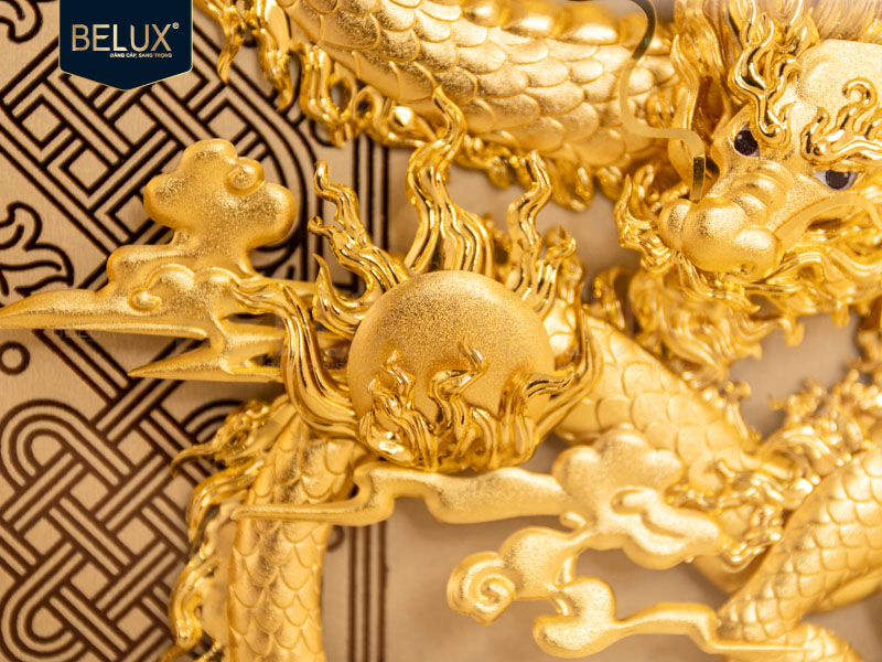 Tranh Thiên Long Hoàng Vân Dát Vàng 24k 34x27cm